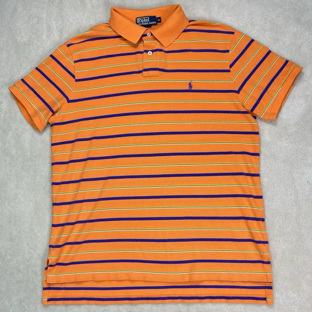 Vintage 90s Polo Ralph Lauren Shirt Men's XL Custom Fit USA Made Pique Preppy